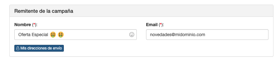 Cambiar el nombre de una dirección de envío en una campaña -